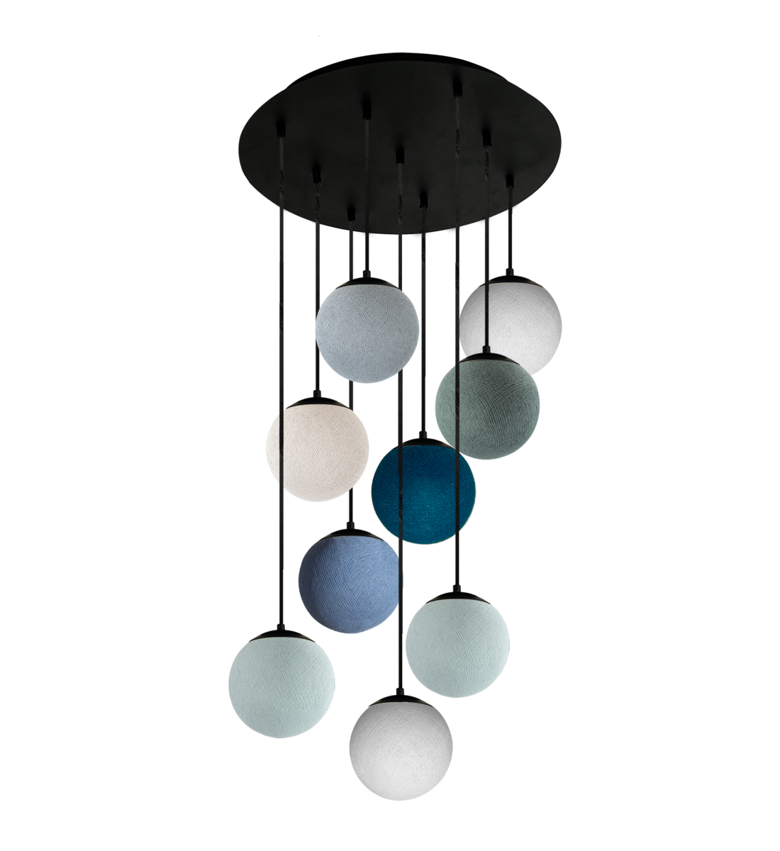 Black Apapa ceiling fixture, 9 globes - Blue - Plafonniers - La Case de Cousin Paul