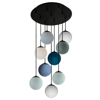 Black Apapa ceiling fixture, 9 globes - Blue - Plafonniers - La Case de Cousin Paul