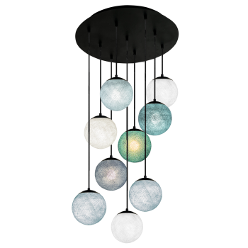 Black Apapa ceiling fixture, 9 globes - Blue - Plafonniers - La Case de Cousin Paul