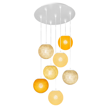 Apapa white ceiling fixture, 7 globes - Warm Colors - Plafonniers - La Case de Cousin Paul