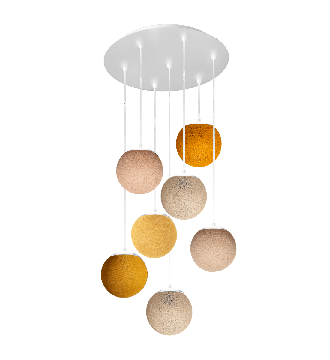 Apapa white ceiling fixture, 7 globes - Warm Colors - Plafonniers - La Case de Cousin Paul