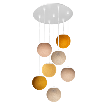 Apapa white ceiling fixture, 7 globes - Warm Colors - Plafonniers - La Case de Cousin Paul