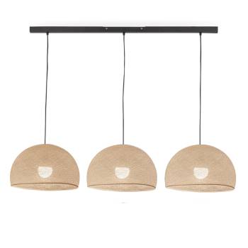 Zwarte eilandhanglamp met 3 ecru-koppellampen - ø31cm - Gerenoveerd - Gerenoveerd - La Case de Cousin Paul