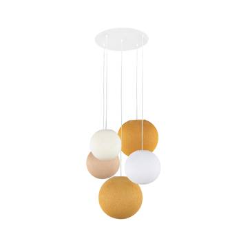 Plafonnier blanc 5 globes - Beige - Plafonnier 5 - La Case de Cousin Paul