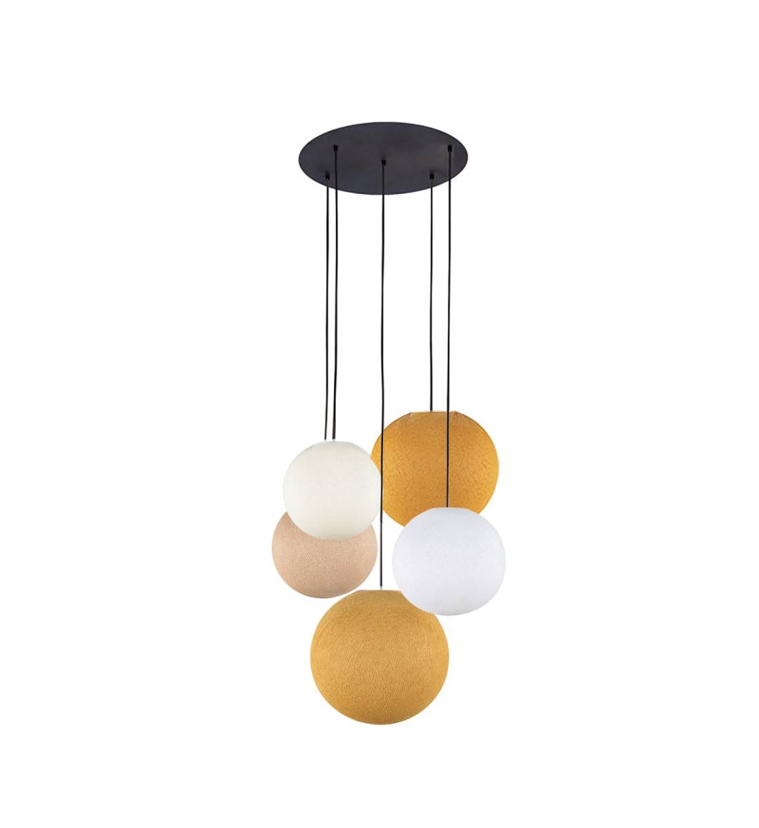 Black ceiling fixture 5 globes - Beige - Ceiling light 5 - La Case de Cousin Paul