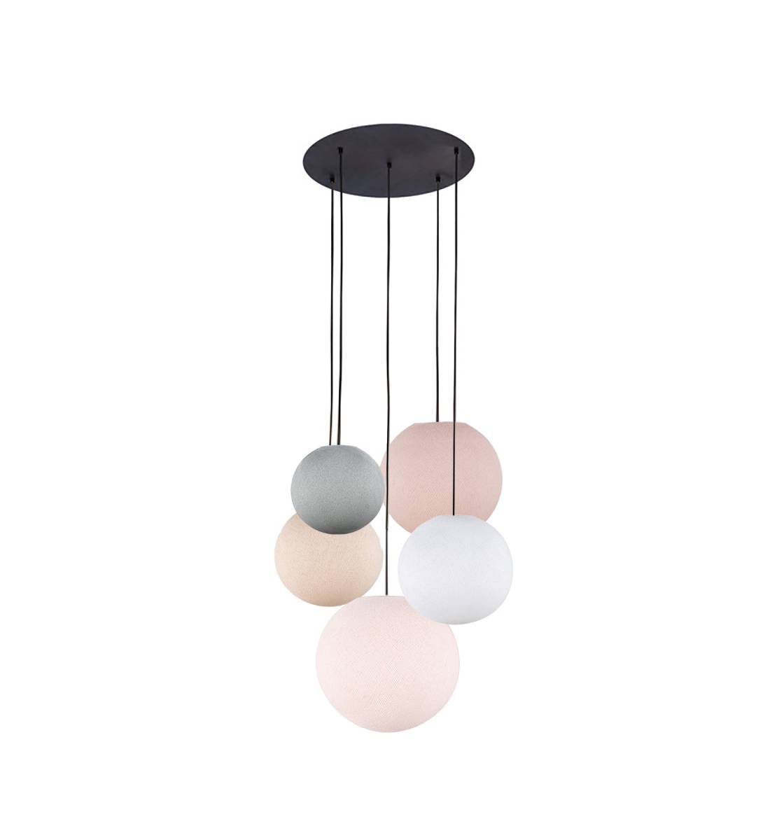 Black ceiling fixture 5 globes - PINK - Ceiling light 5 - La Case de Cousin Paul