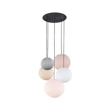 Black ceiling fixture 5 globes - PINK - Ceiling light 5 - La Case de Cousin Paul