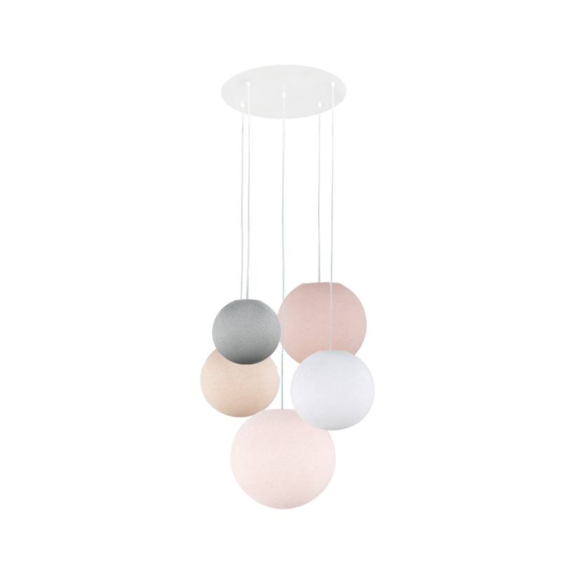 White ceiling fixture 5 globes - PINK - Ceiling light 5 - La Case de Cousin Paul