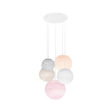 Plafonnier blanc 5 globes - Rose - Plafonnier 5 - La Case de Cousin Paul