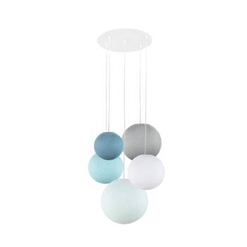 Plafonnier 5 blanc globes - Bleu - Plafonnier 5 - La Case de Cousin Paul