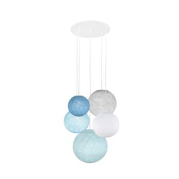 Plafonnier 5 blanc globes - Bleu - Plafonnier 5 - La Case de Cousin Paul