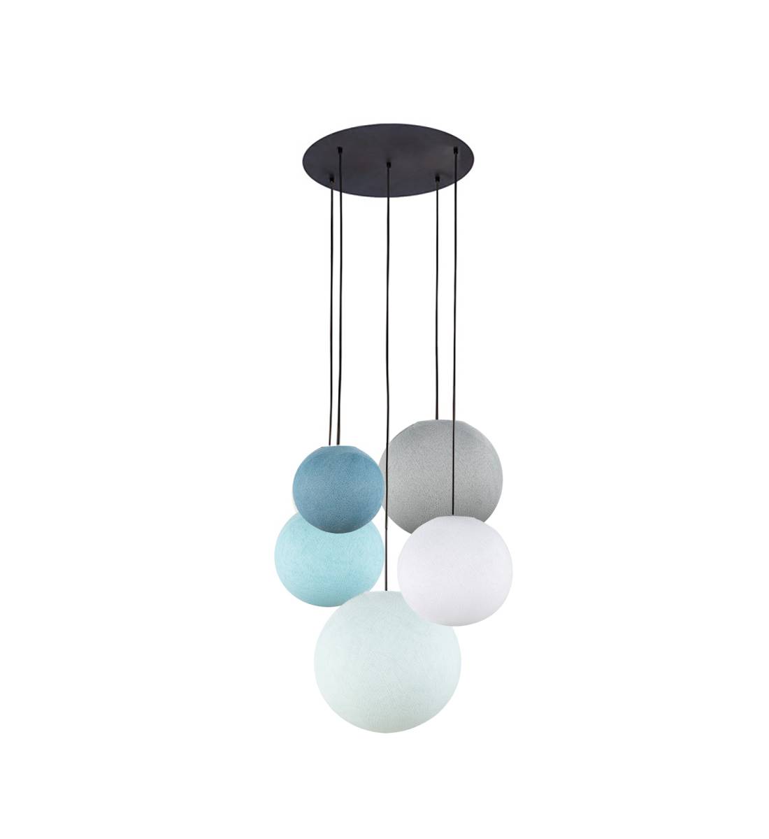 Black ceiling fixture 5 globes - BLUE - Ceiling light 5 - La Case de Cousin Paul