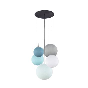 Black ceiling fixture 5 globes - BLUE - Ceiling light 5 - La Case de Cousin Paul