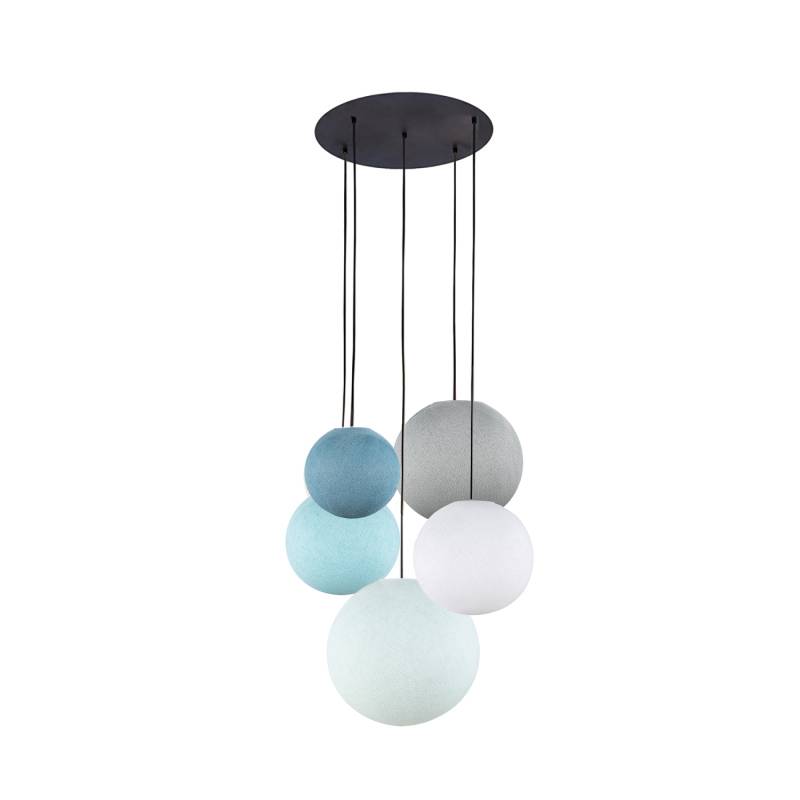 Black ceiling fixture 5 globes - BLUE - Ceiling light 5 - La Case de Cousin Paul