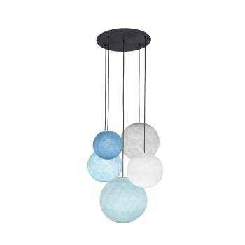 Black ceiling fixture 5 globes - BLUE - Ceiling light 5 - La Case de Cousin Paul