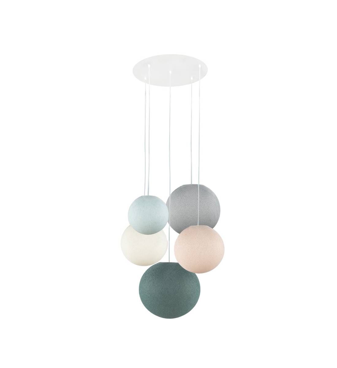 White ceiling fixture 5 globes - Green - Ceiling light 5 - La Case de Cousin Paul