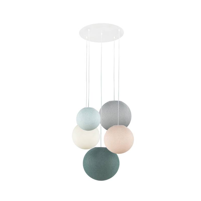 White ceiling fixture 5 globes - Green - Ceiling light 5 - La Case de Cousin Paul