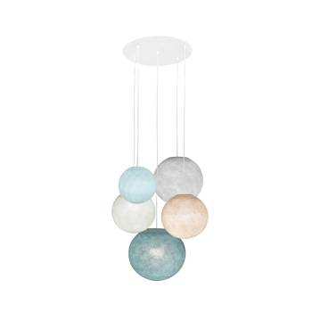 White ceiling fixture 5 globes - Green - Ceiling light 5 - La Case de Cousin Paul