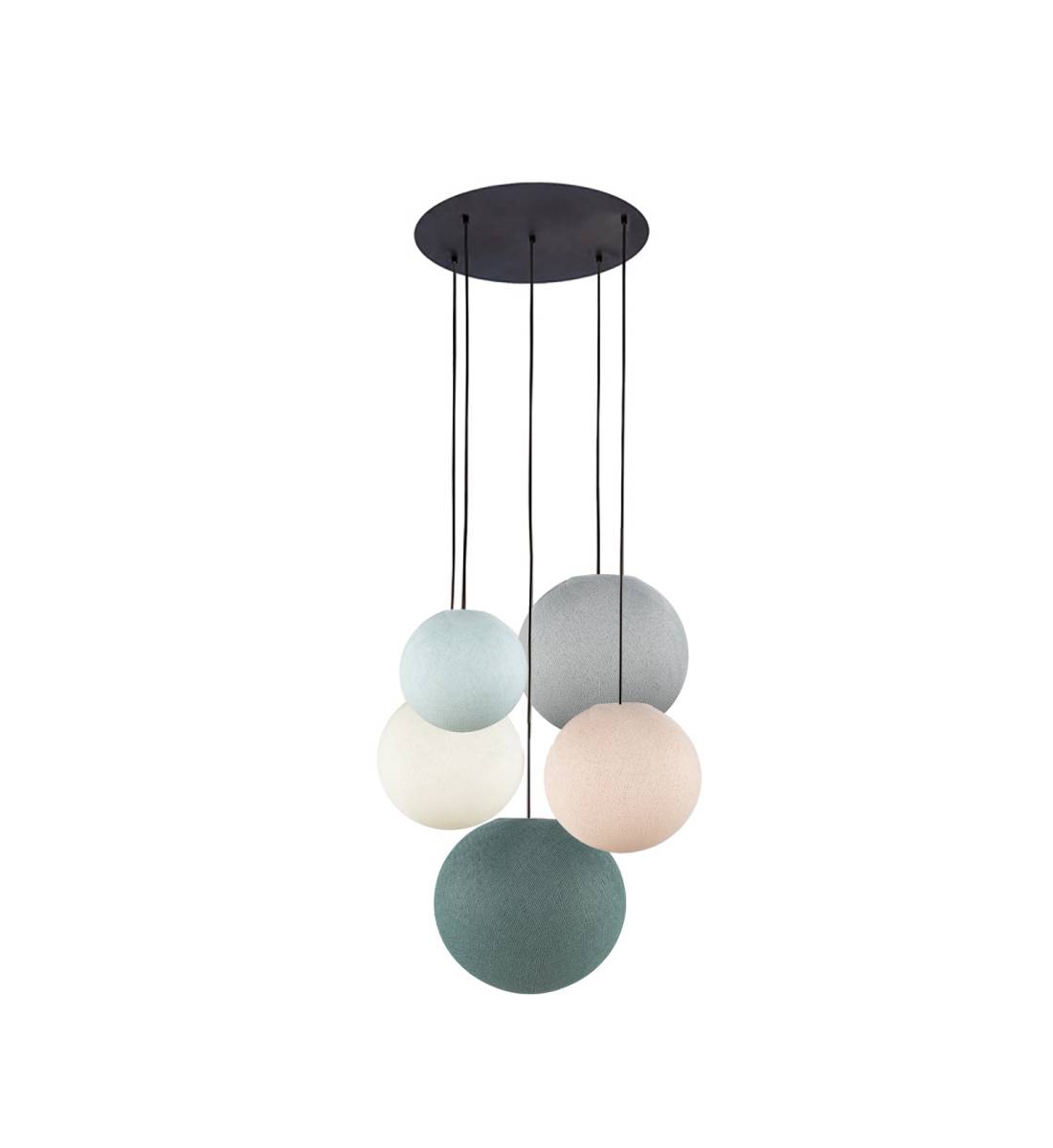 Black ceiling fixture 5 globes - Green - Ceiling light 5 - La Case de Cousin Paul