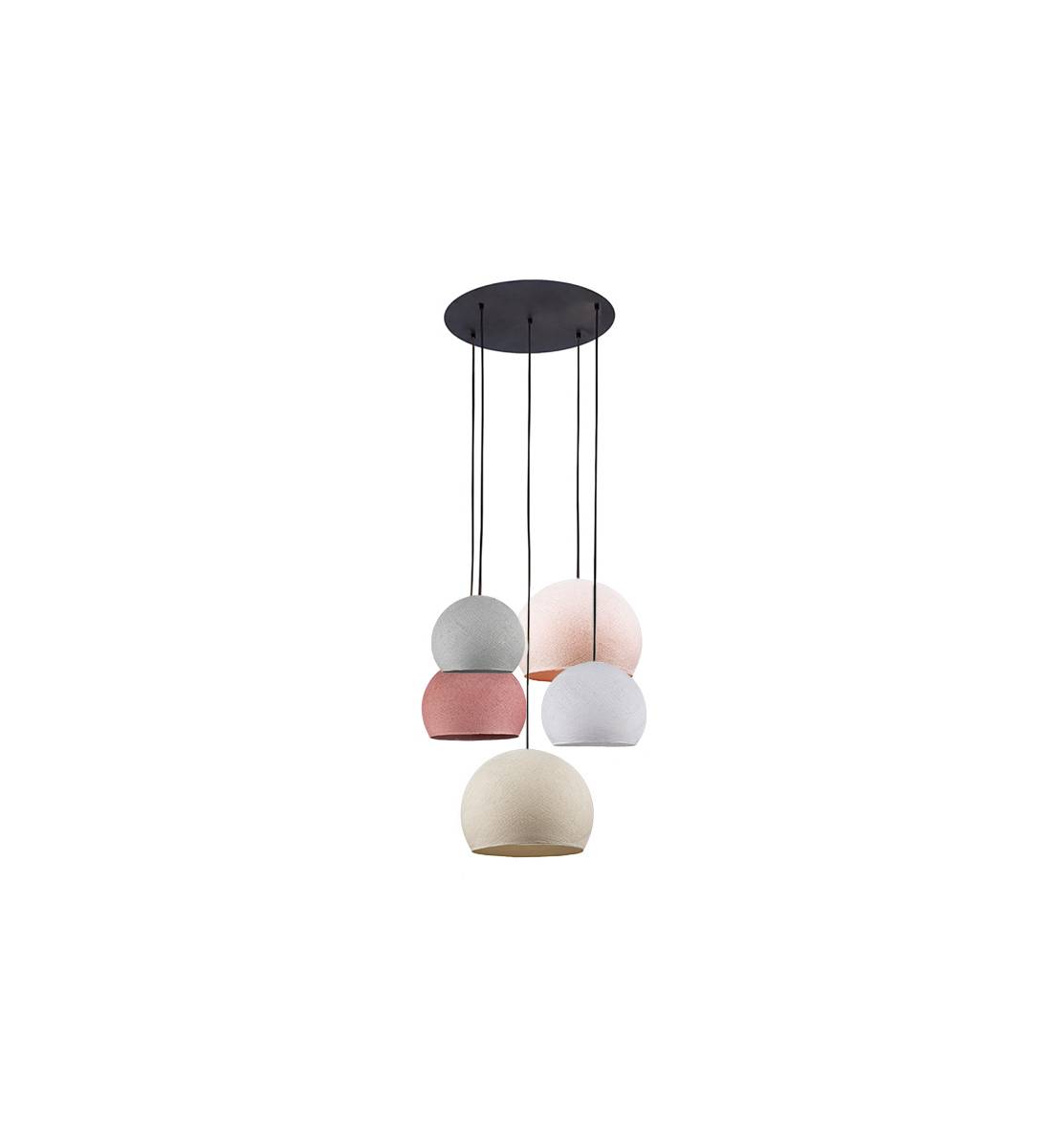 Black Ceiling fixture 5 cupolas - Pink - Ceiling light 5 - La Case de Cousin Paul