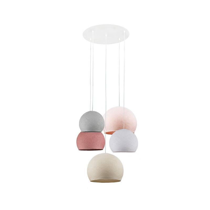 White Ceiling fixture 5 cupolas - Pink - Ceiling light 5 - La Case de Cousin Paul