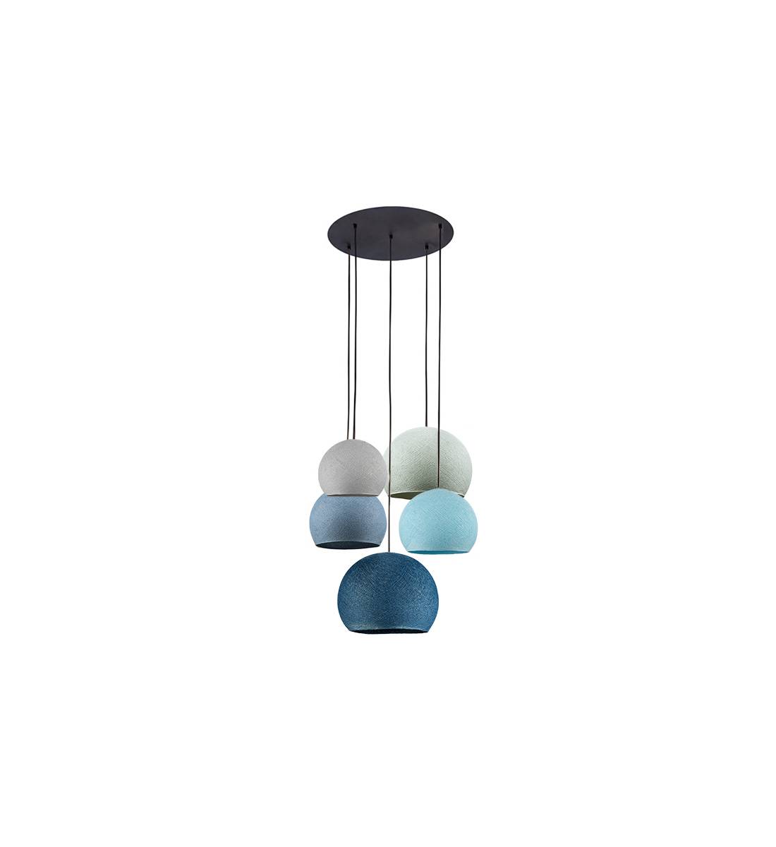 Black Ceiling fixture 5 cupolas - Blue - Ceiling light 5 - La Case de Cousin Paul