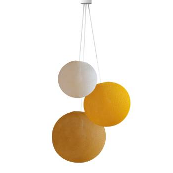 Suspension 3 globes - ecru - curry - camel - Pendant lamp 3 - La Case de Cousin Paul