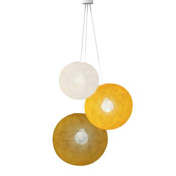 Hanglamp 3 bollen - ecru - curry - camel - Opgehangen per drie - La Case de Cousin Paul