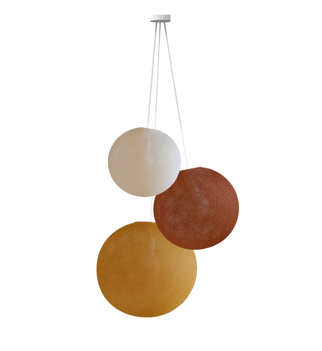 Pendant Light 3 Globes - Ecru - Havana - Camel - Pendant lamp 3 - La Case de Cousin Paul