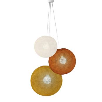 Hanglamp 3 bollen - Ecru - Havana - Kameel - Opgehangen per drie - La Case de Cousin Paul