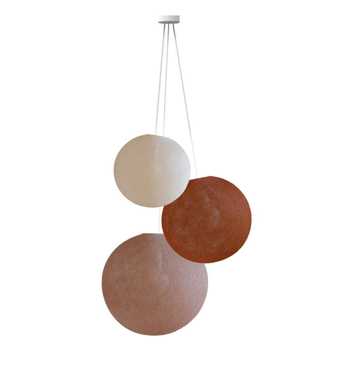 Pendant Light 3 Globes - Ecru - Havana - Nude - Pendant lamp 3 - La Case de Cousin Paul