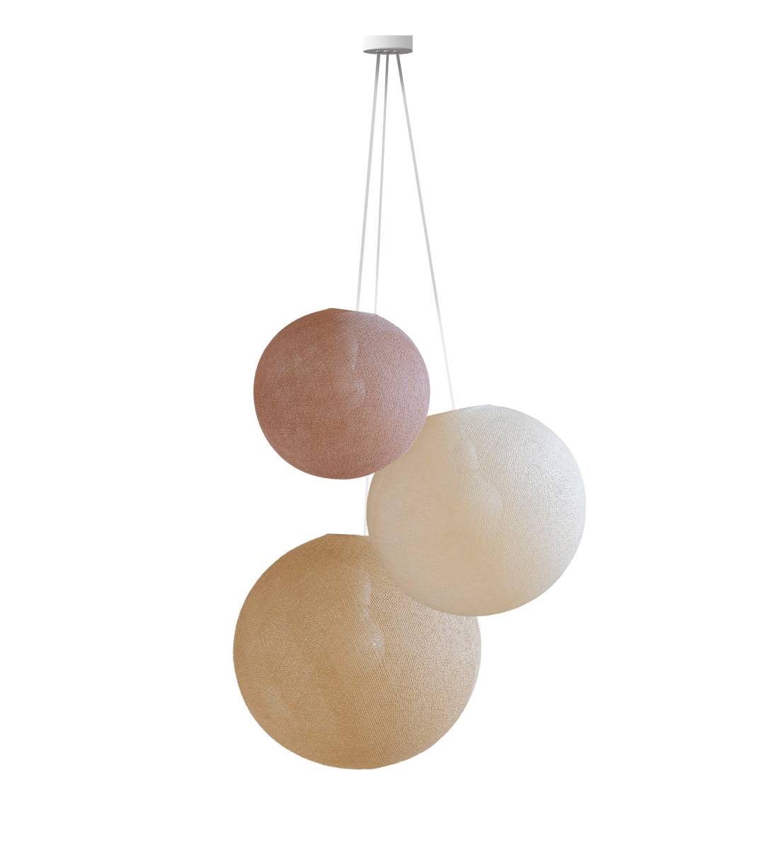 Hanglamp 3 bollen - Nude - Ecru - Zand - Opgehangen per drie - La Case de Cousin Paul