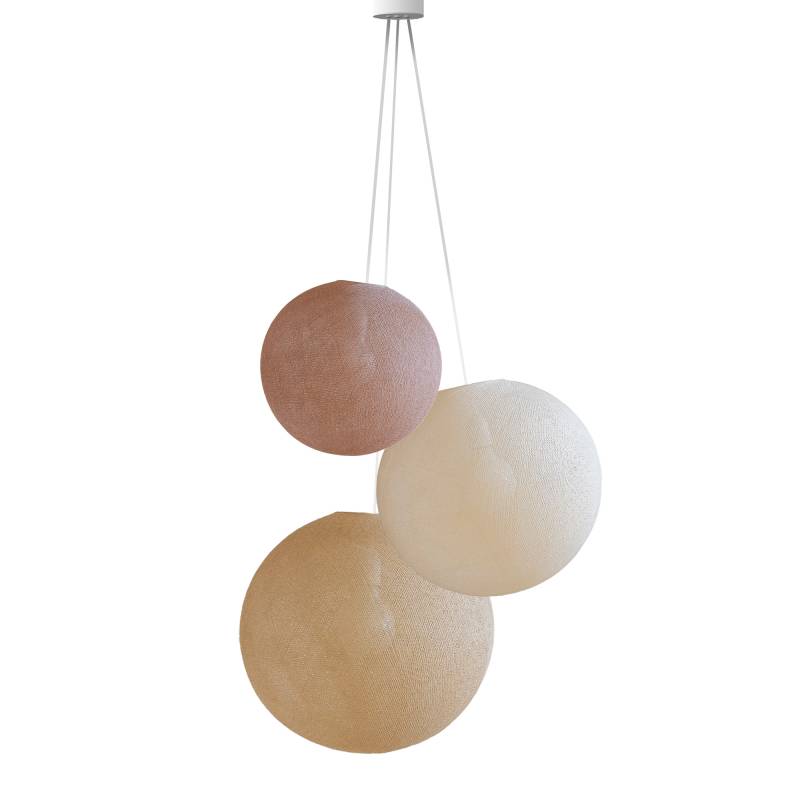 Hanglamp 3 bollen - Nude - Ecru - Zand - Opgehangen per drie - La Case de Cousin Paul