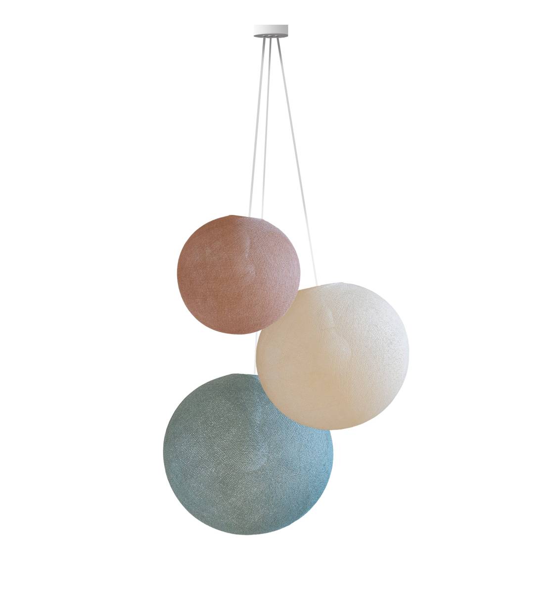 Pendant Light 3 Globes - Nude - Ecru - Green grey - Pendant lamp 3 - La Case de Cousin Paul