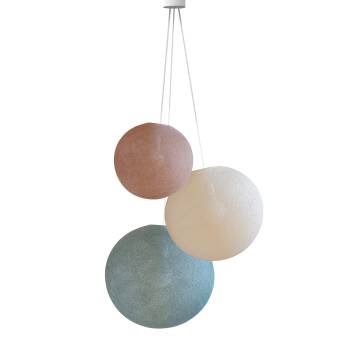 Pendant Light 3 Globes - Nude - Ecru - Green grey - Pendant lamp 3 - La Case de Cousin Paul