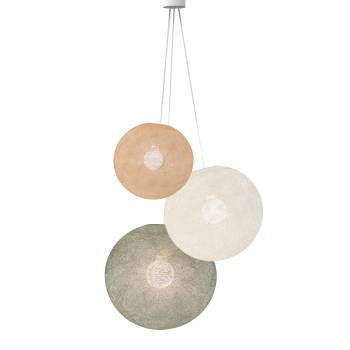 Pendant Light 3 Globes - Nude - Ecru - Green grey - Pendant lamp 3 - La Case de Cousin Paul