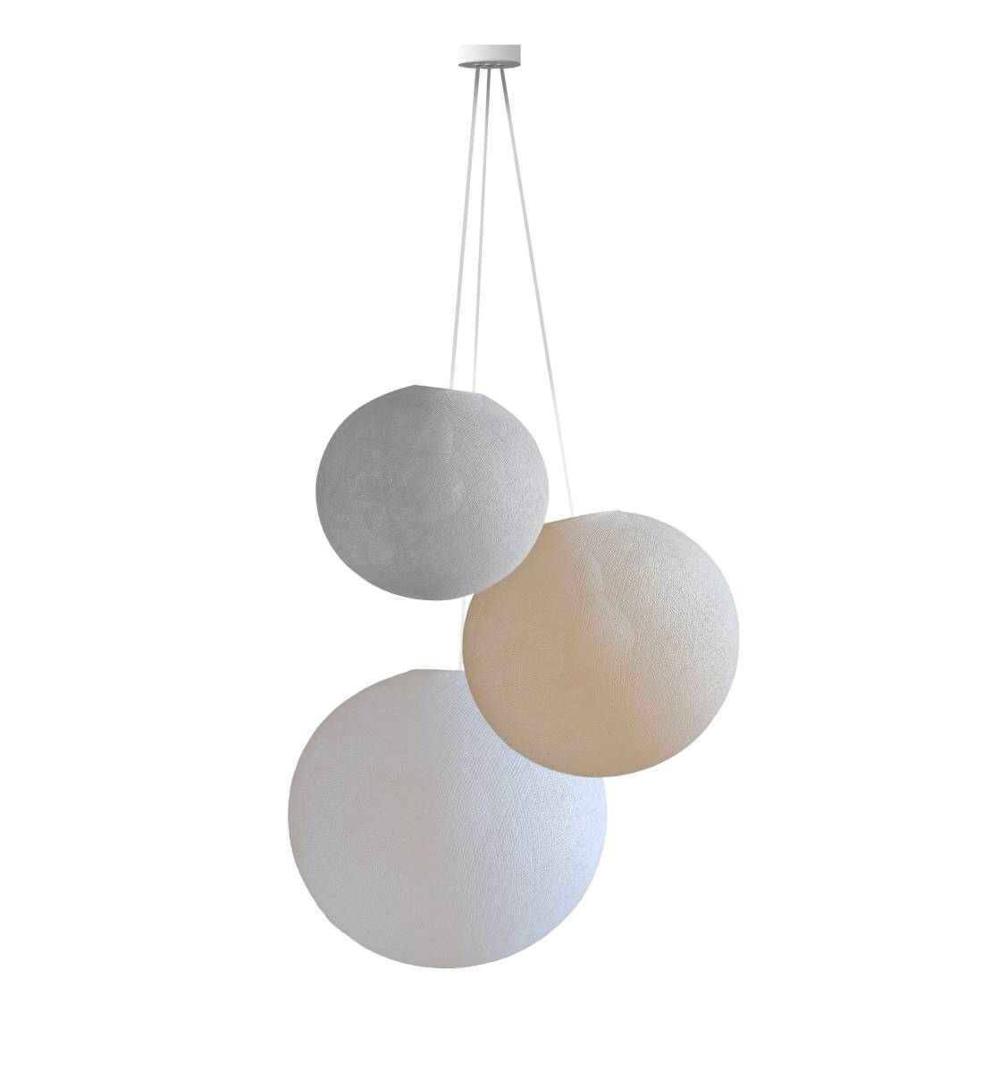 Pendant Light 3 Globes - Pearl - Ecru - White - Pendant lamp 3 - La Case de Cousin Paul