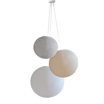 Pendant Light 3 Globes - Pearl - Ecru - White - Pendant lamp 3 - La Case de Cousin Paul