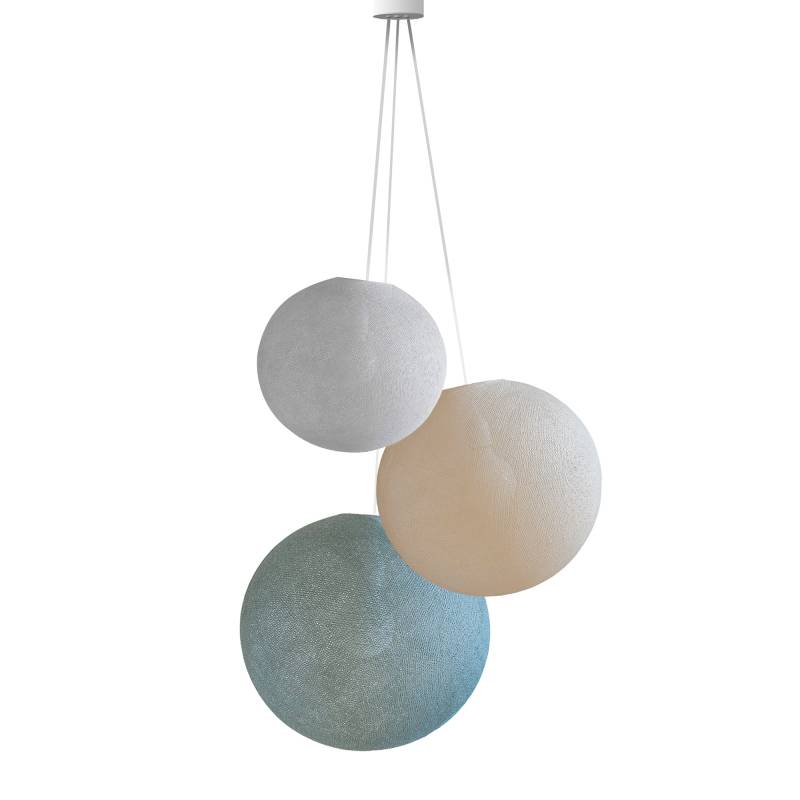 Pendant Light 3 Globes - Pearl - Ecru - Green grey - Pendant lamp 3 - La Case de Cousin Paul