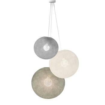 Pendant Light 3 Globes - Pearl - Ecru - Green grey - Pendant lamp 3 - La Case de Cousin Paul