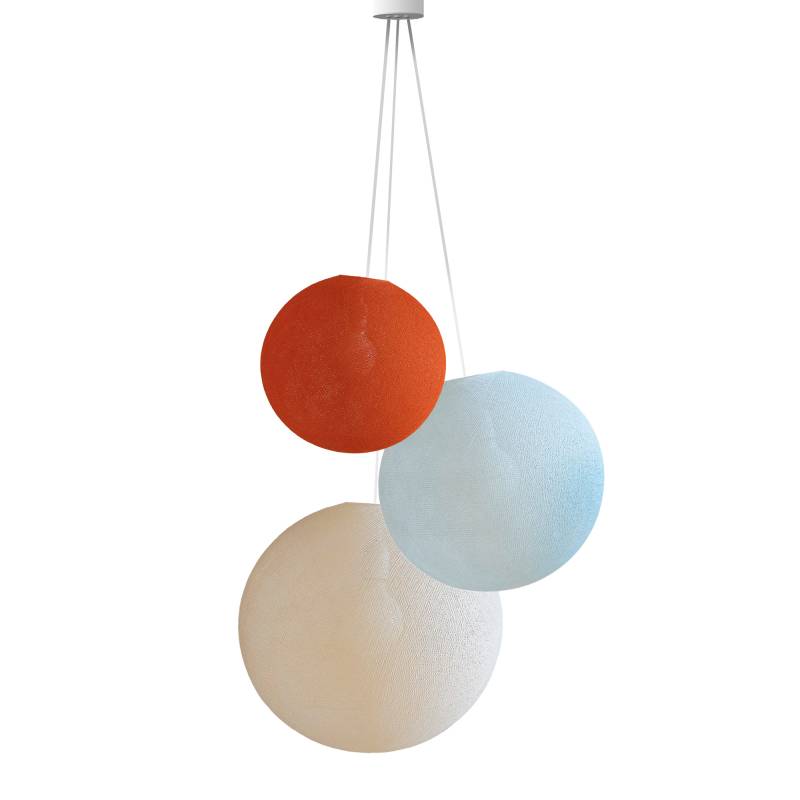 Hanglamp 3 bollen - Oranje Fifty - Azur - Ecru - Opgehangen per drie - La Case de Cousin Paul