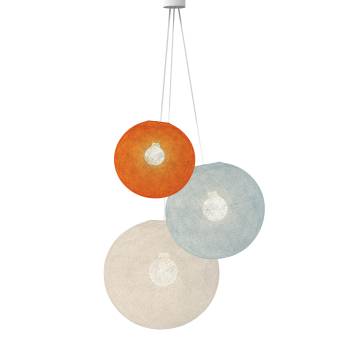 Hanglamp 3 bollen - Oranje Fifty - Azur - Ecru - Opgehangen per drie - La Case de Cousin Paul