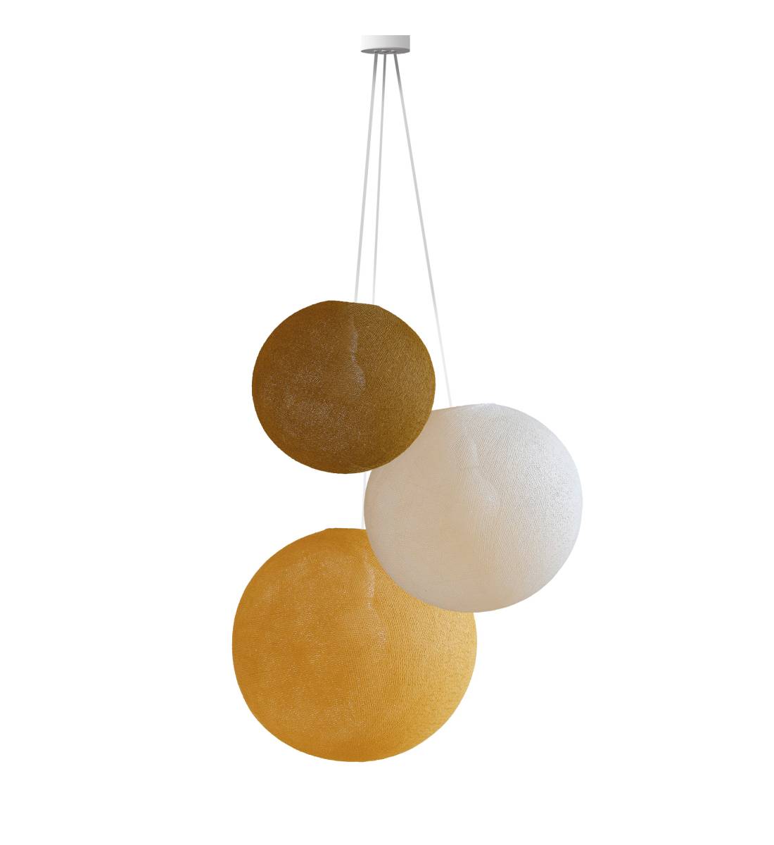 Pendant Light 3 Globes - Tabac - Ecru - Camel - Pendant lamp 3 - La Case de Cousin Paul