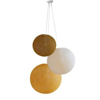 Hanglamp 3 bollen - Tabac - Ecru - Kameel - Opgehangen per drie - La Case de Cousin Paul