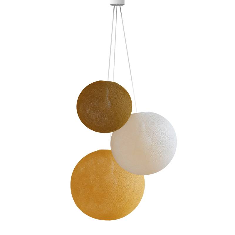 Hanglamp 3 bollen - Tabac - Ecru - Kameel - Opgehangen per drie - La Case de Cousin Paul