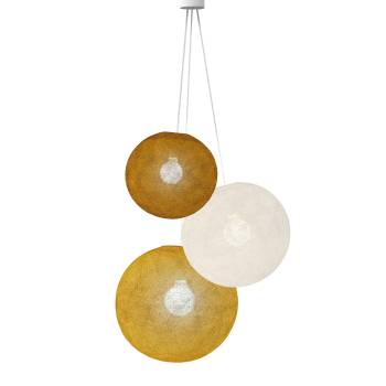 Hanglamp 3 bollen - Tabac - Ecru - Kameel - Opgehangen per drie - La Case de Cousin Paul