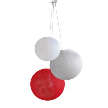 Pendant Light 3 Globes - White - Pearl - Red - Pendant lamp 3 - La Case de Cousin Paul