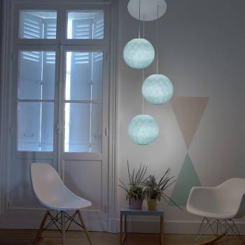 Ceiling fixture 3 azure globes S - Ceiling light 3 - La Case de Cousin Paul