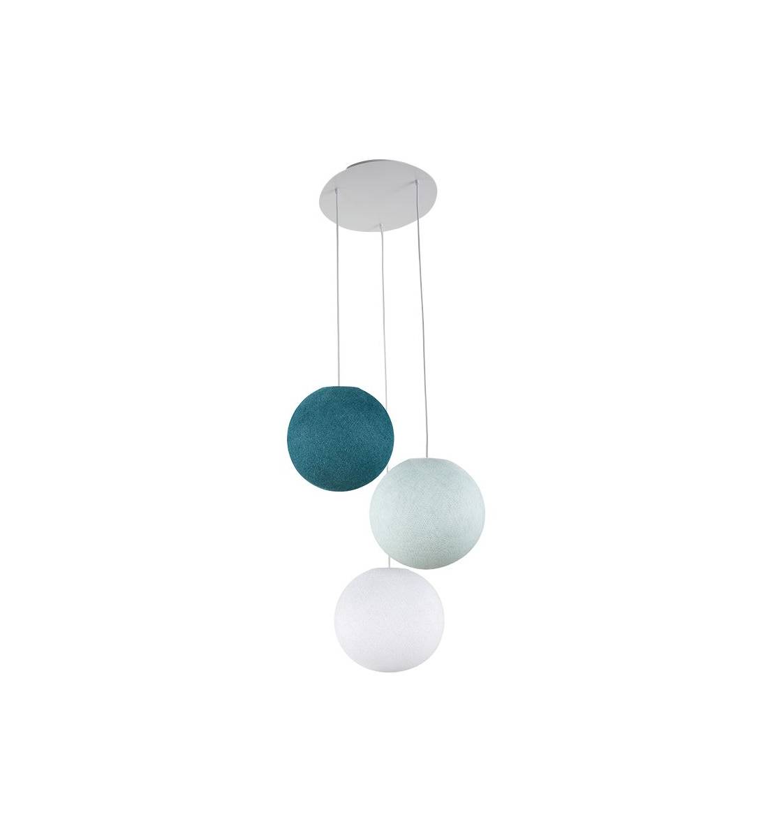 Ceiling fixture 3 globes S - White - Azure - Blue Duck - Ceiling light 3 - La Case de Cousin Paul