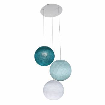 Ceiling fixture 3 globes S - White - Azure - Blue Duck - Ceiling light 3 - La Case de Cousin Paul